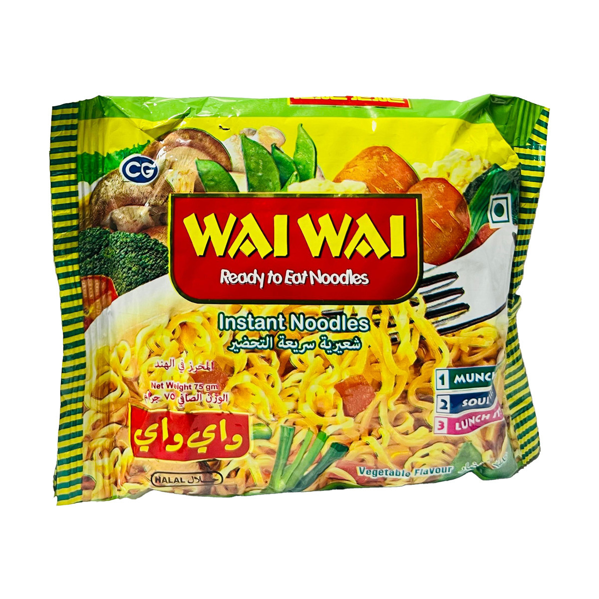 WAI WAI INSTANT NOODLES VEGETABLE FLAVOUR-75GM
